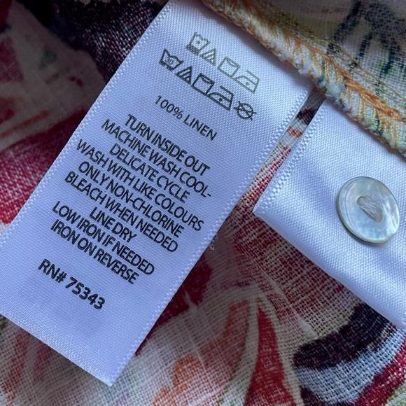 C&C California Colorful Leaf Print Sleeveless A-Line Linen Summer Dress Sz Large - Picture 11 of 13